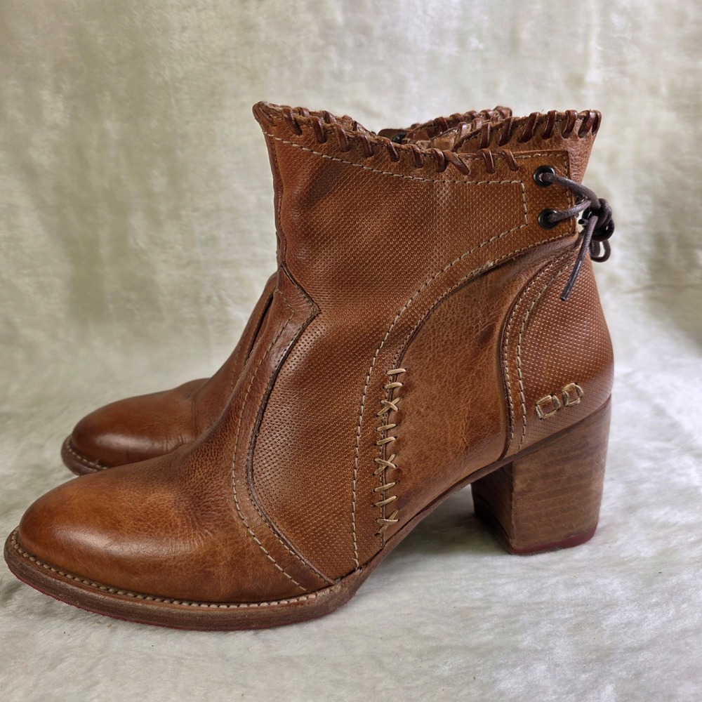 Bed Stu Cobbler Leather Ankle Boots Booties Brown Whipstitch Western Women 10